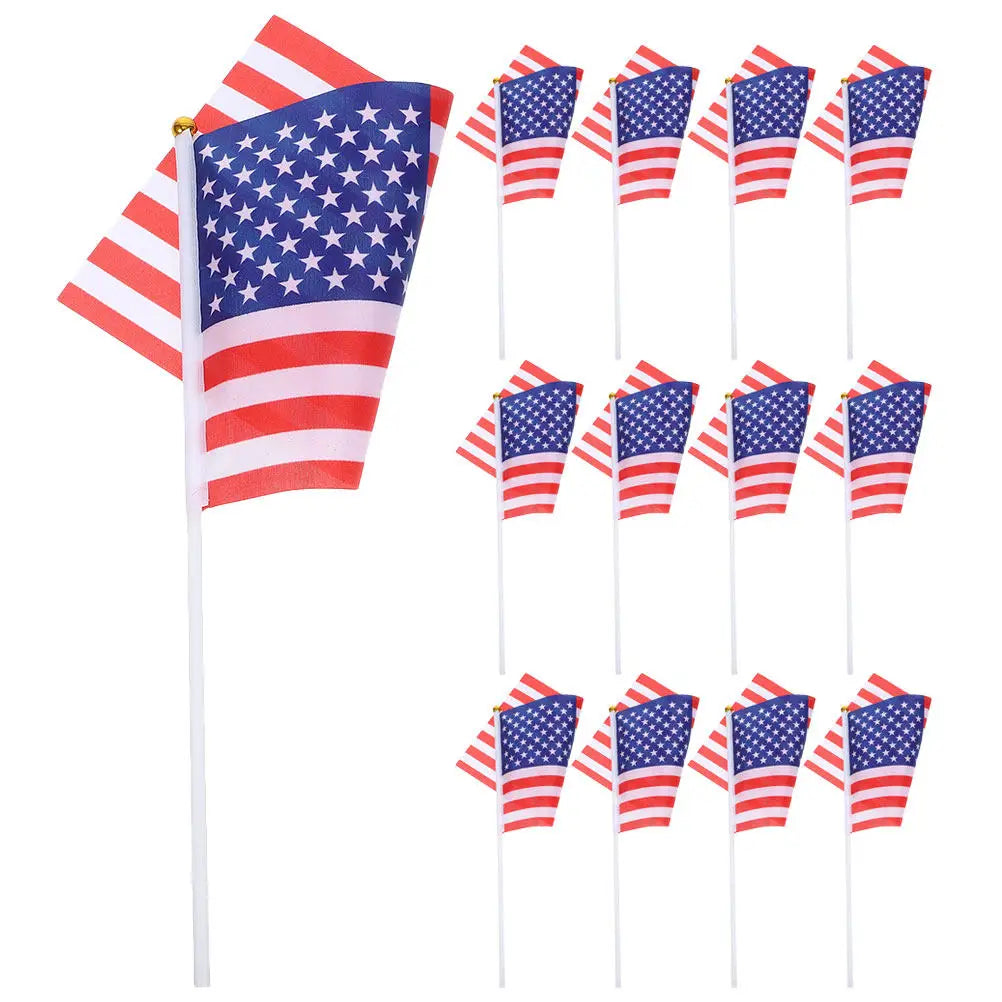 15Pcs Handheld American Flags Vibrant Mini Us Flags for 4Th of July Memorial Veterans Day Patriotic Hand Waving Usa Flag