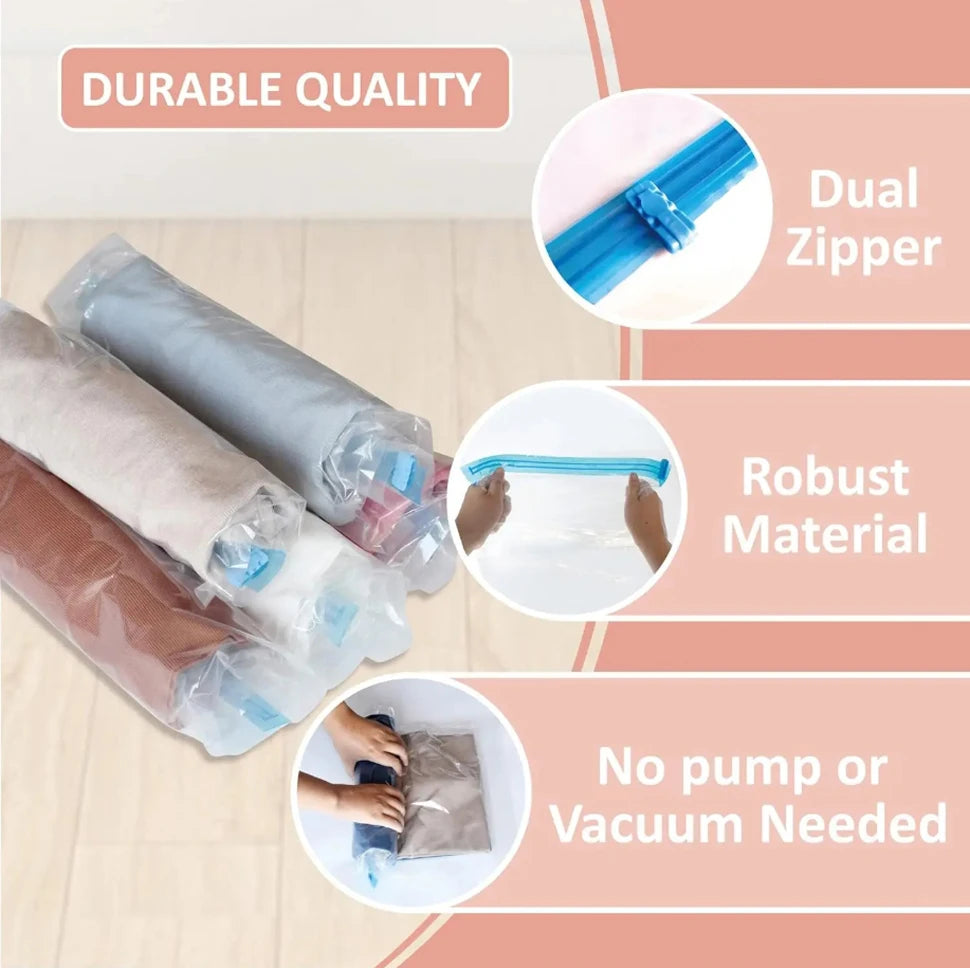 Travel Compression Bags, Roll Up Travel Space Saver Bags for Luggage, Cruise Ship Essentials Cothes, Folding Compressed Bag