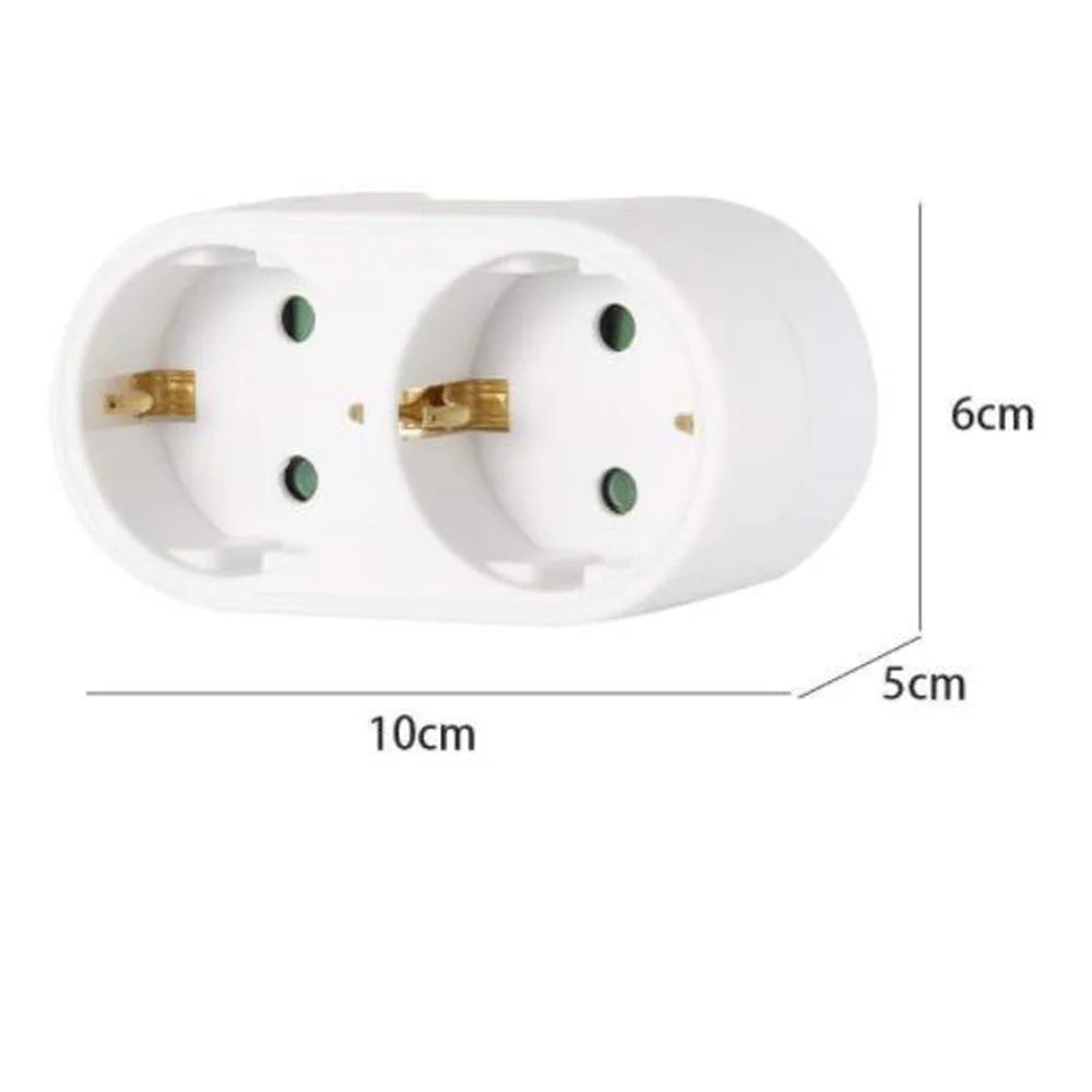 HOT！Socket Adaptor Double 1 SCHUKO/ 2 Euro Plug with Socket Standard Grounding Residential
