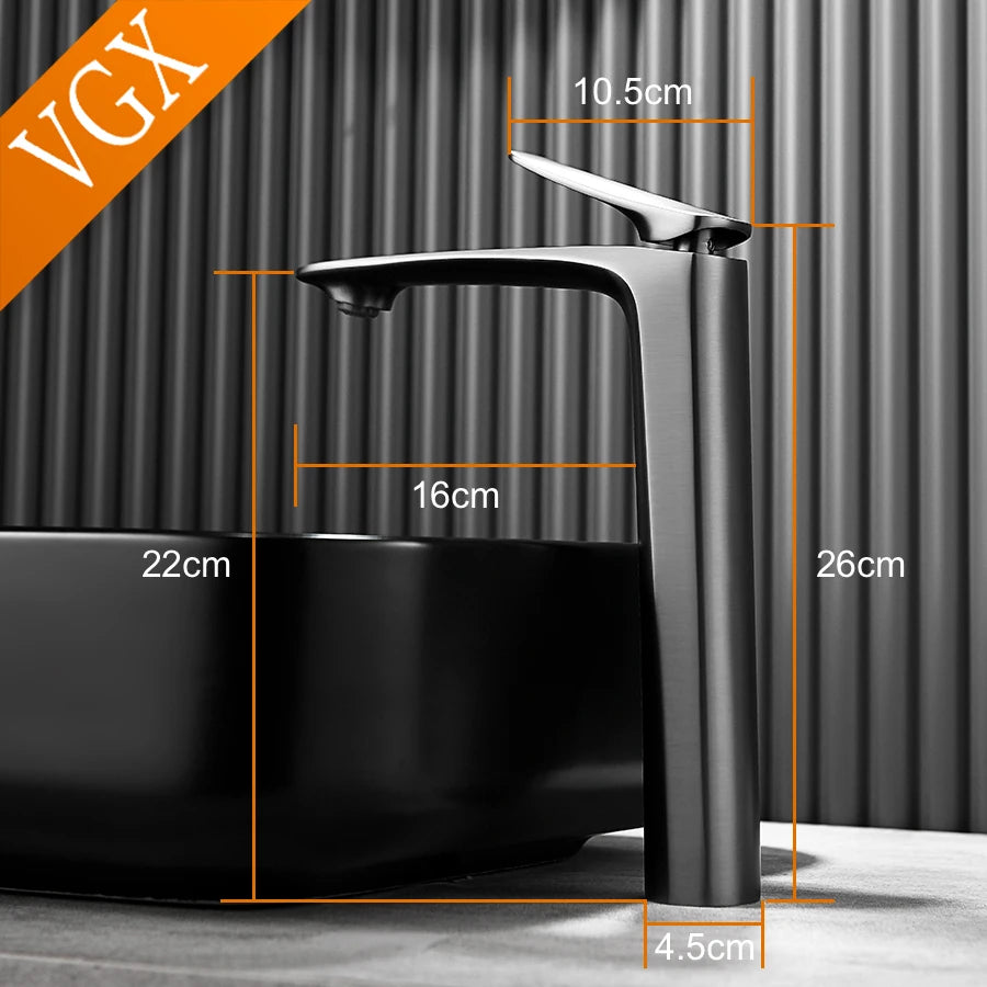 VGX Luxury Gold Bathroom Faucets High Basin Mixer Tall Sink Faucet Gourmet Washbasin Tapware Hot Cold Water Tap Brass Chrome