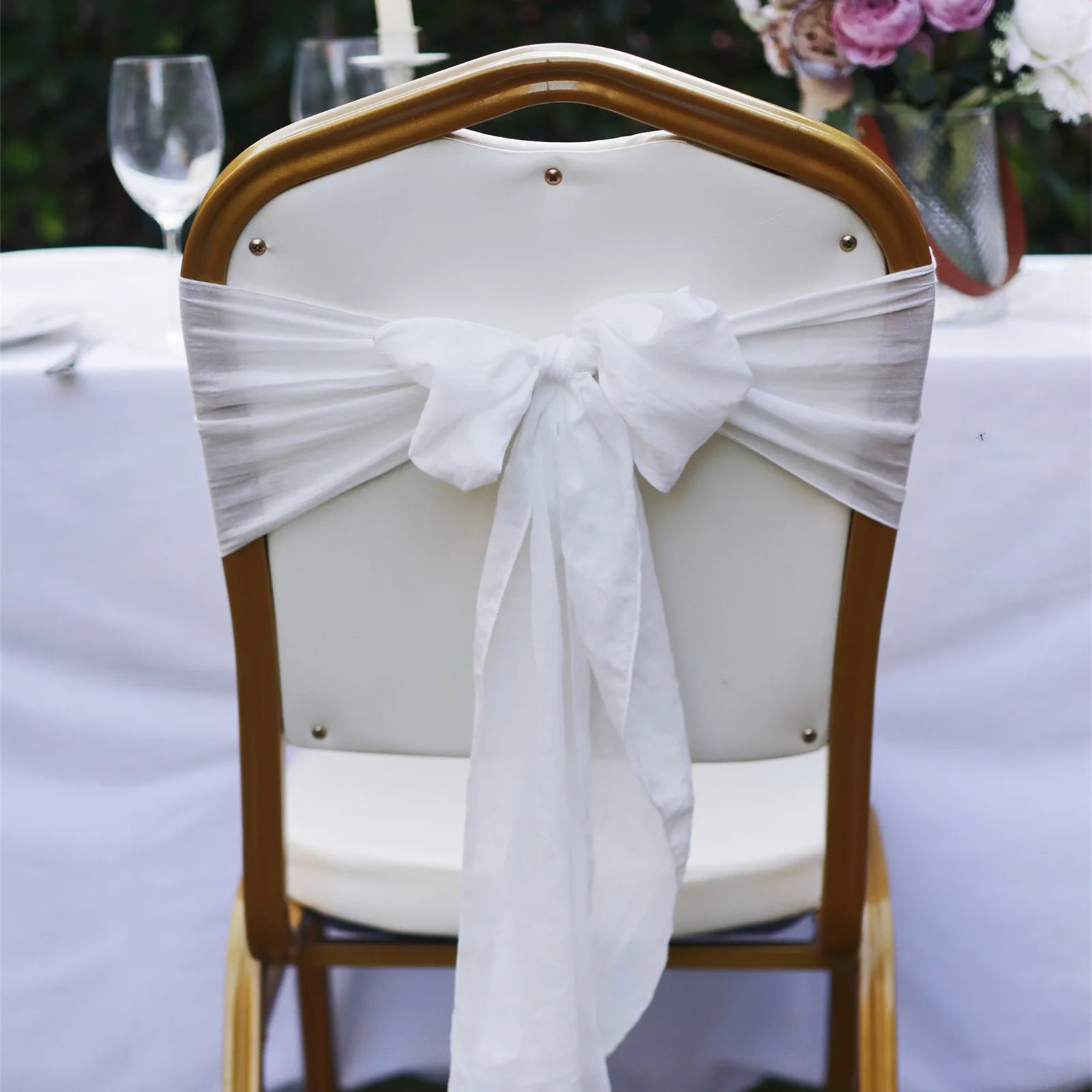 10-100Pcs Terracotta Chair Sashes for Wedding Chair Covers Cheesecloth Chair Bow Sashes Chair Ribbons for Party Ceremony 7x98In
