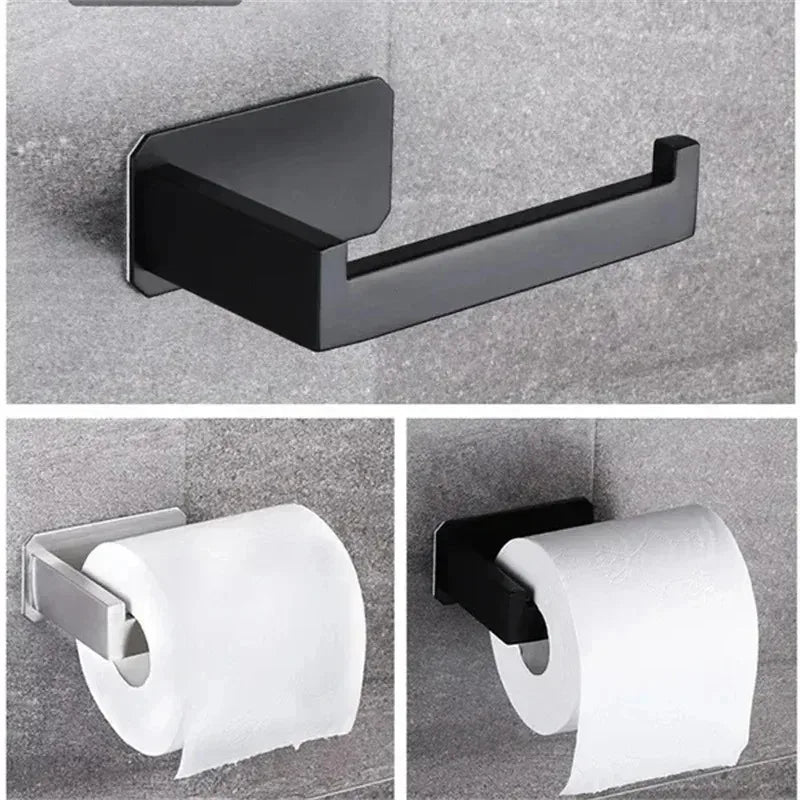 Self Adhesive Toilet Paper Holder Stainless Steel No Drill Wall Mount for Bathroom Kitchen RV Rustproof Space Saving Tools