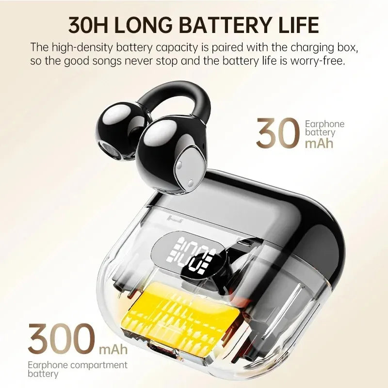 Portable Open Ows Ear Clip Headphones Bluetooth Wireless Earbuds Stereo Sound With Clear Calls Touch Control for Music
