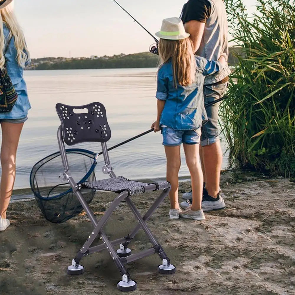 Portable Fishing Chair Folding Fish Chair 180 Degree Adjustable Backrest Four-leg Recliner Aluminum Alloy Camping Chair Stool
