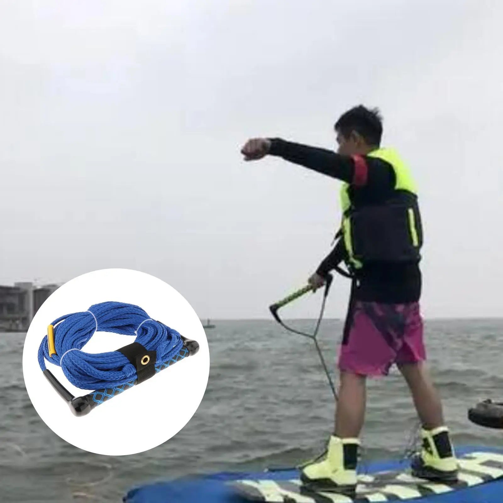Floatable Wakeboard Surfing Rope EVA Grip Water Sports Tether Boat Accessory for Skiing and Kneeboard