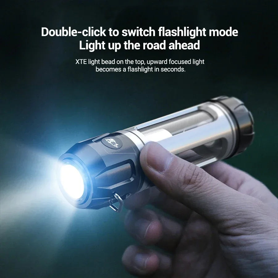 Camping Light Lightweight Handheld Torch  5 Lighting Modes Rechargeable Tent Lamp for Patio Climbing 8 Light Filaments