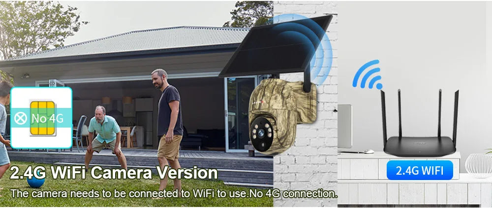 LS VISION 2K 4G Solar Security Cameras WIFI Wireless Outdoor 360° Live View Animal Monitoring Camouflage Color Battery PTZ Cam