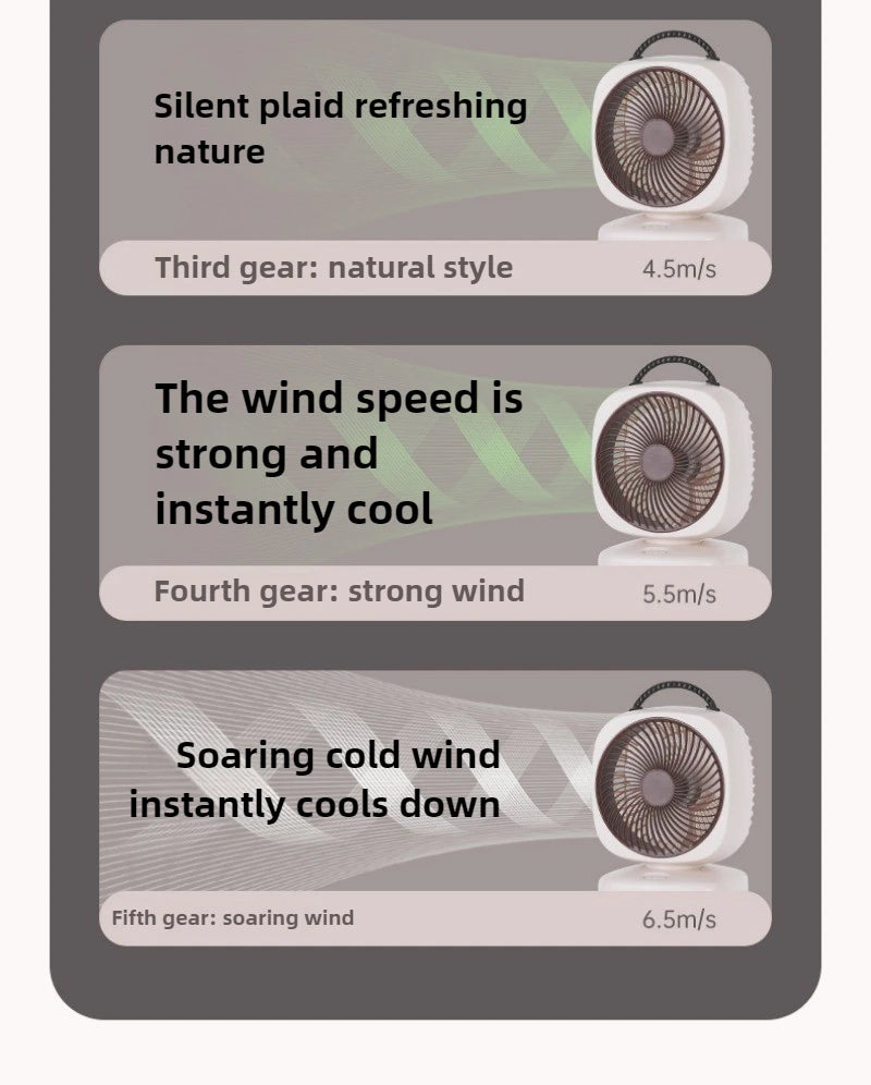 1200mAh-2000mAh Air Circulation Wireless Fan Household Desktop Office Portable Desk Fan Bedroom Large Wind Ceiling Fan