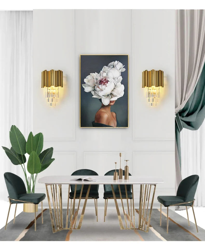Modern Luxury Crystal Minimalist Creative Living Room Background Wall Staircase Wall Lamp Bedroom Bedside Lamps