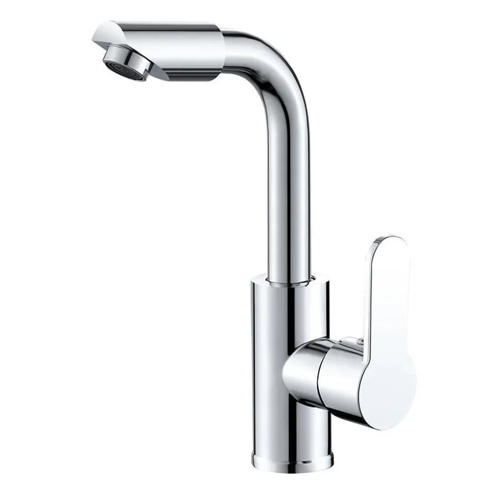 Cold Hot Mixer Tap Bathroom Chrome Plated Durable Faucet Polished Silver Swivel Basin Sink Tap Zinc Alloy Body