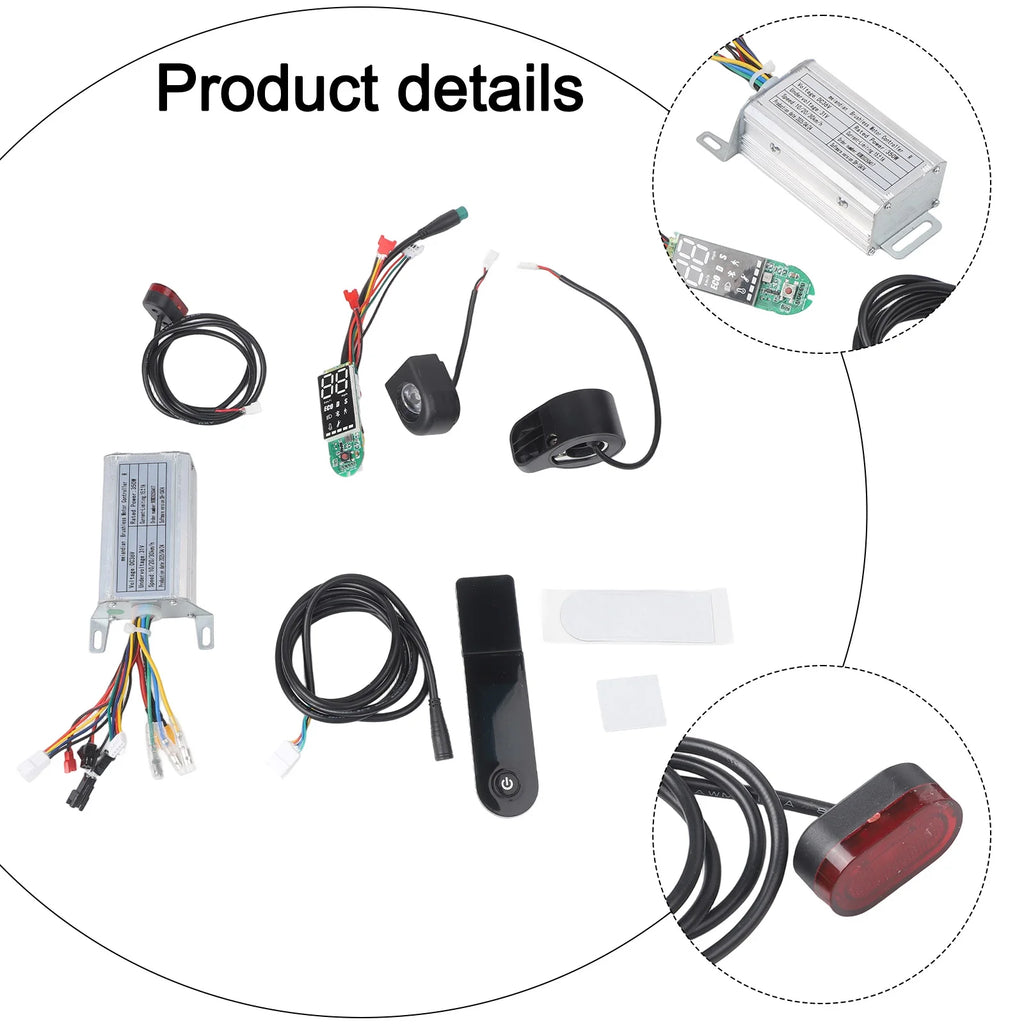 Electric Scooter Motor Controller Kit 36V 350W Accelerator Headlights Taillights Handbrake For E-Scooter Kickscooter Accessories