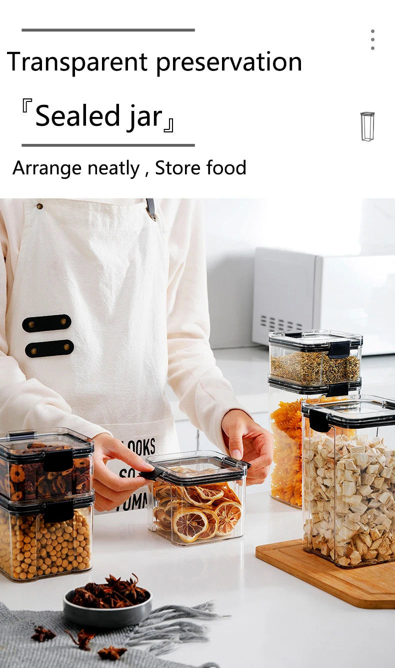 Kitchen Food Storage Containers Organizers for Pantry Fridge Organizer Jars With Lid Plastic Storage Container Spices Boxes