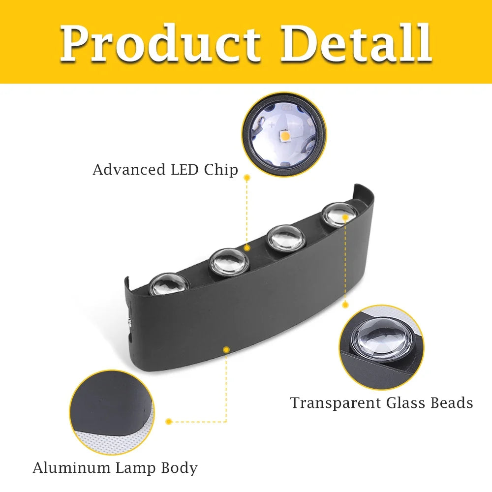 LED Wall Lamps Interior Wall Light IP65 Waterproof Aluminum Indoor Outdoor Lighting Wall Lamp Outside Wall Lights Living Room