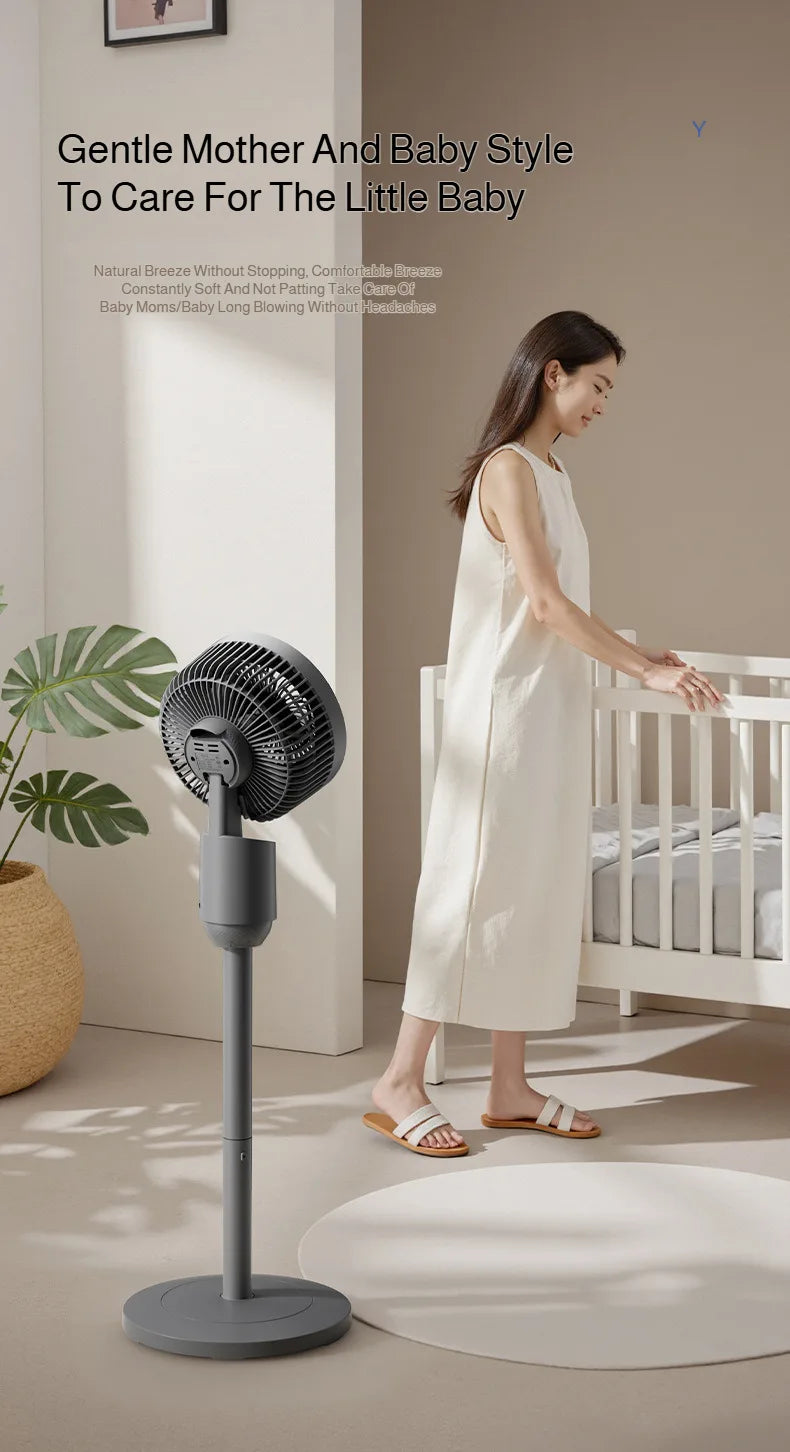 Household Floor Fan Three-speed Wind Silent Electric Fan Floor High Wind Air Circulation Fan Dual-purpose Fan WithUniversal Head