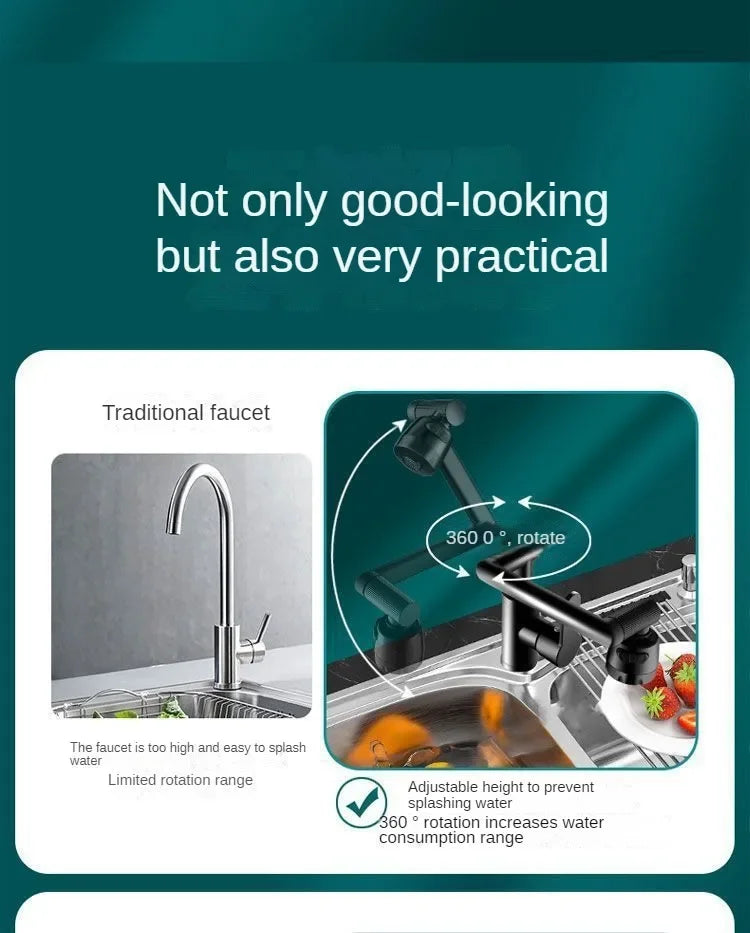 Hot Cold Water Basin Faucet Multifunction Booster Universal Rotating Wash Basin Tap for Bathroom Kitchen Household Mixer Faucet