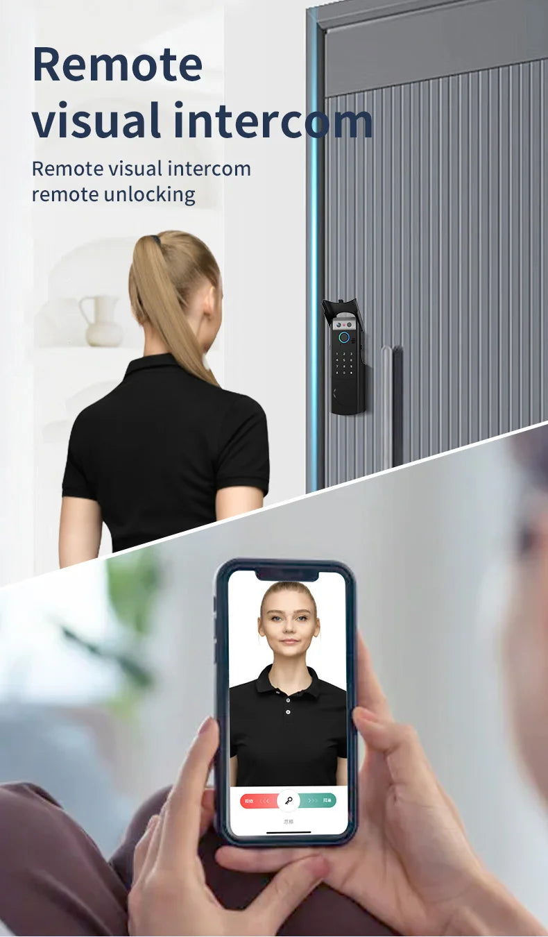 Waterproof Smart Lock Remote APP Video Intercom 3D Face Recognition Tuya Smart Home Fingerprint Password IC Card Doorbell Keypad