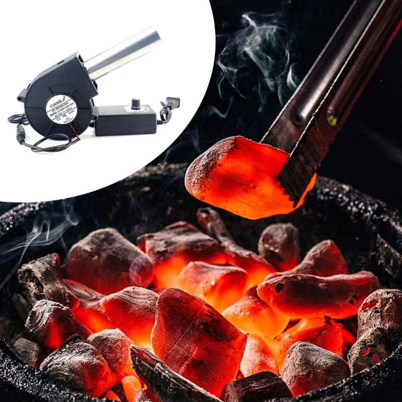 BBQ Fan Air Blower Handheld Barbecue Air Fan Lightweight Portable Fan US/EU Plug 85AD