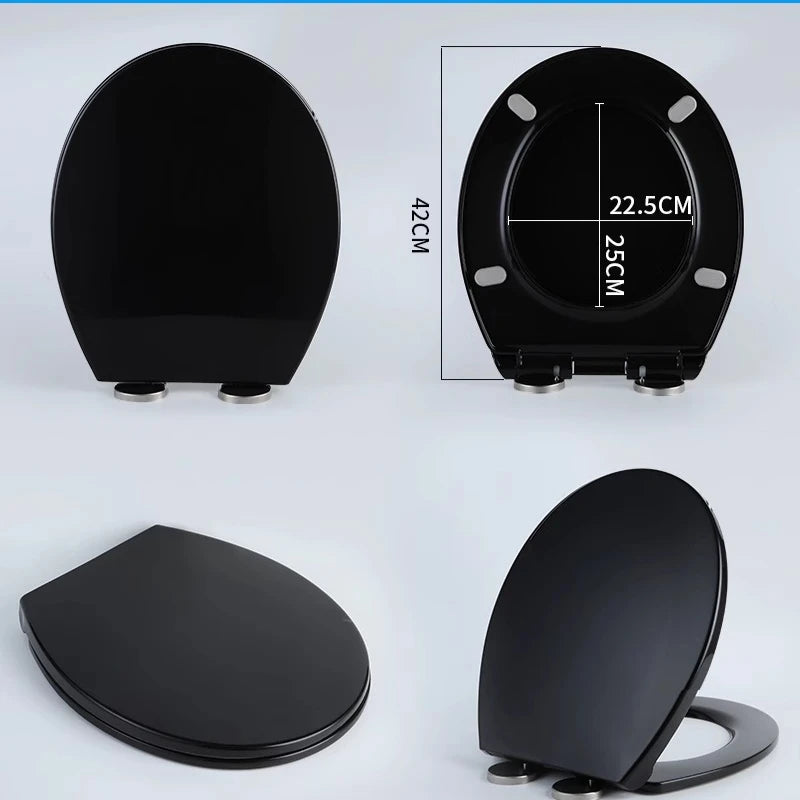 Thick Black Toilet Seat Cover Universal Soft Quiet Bidet Cover for U/V Toilet Durable Bathroom Accessories Home Toilet Parts