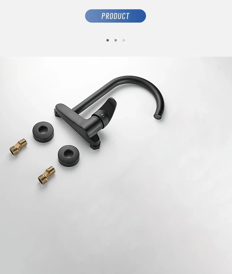 BAKALA Black Brass Chrome Taps For Kitchen Sink Kitchen Tap Chrome Dual Hole Wall Kitchen Mixer Kitchen Faucet Torneira Cozinha
