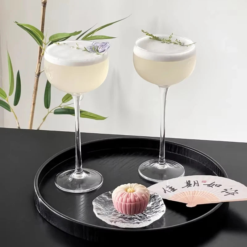 Japanese Handmade Cocktail Martini Glasses Slightly Tipsy Wine Glasses Crystal Tower Cups Goblets Tea Wine Glasses