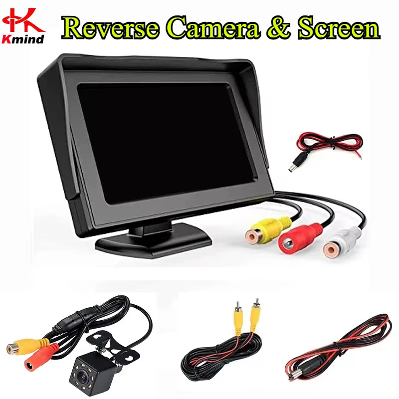 4.3 Inch Car Rear View Camera with Monitor for Vehicle Parking Universal HD Reversing Camera LCD High-definition Display Screen
