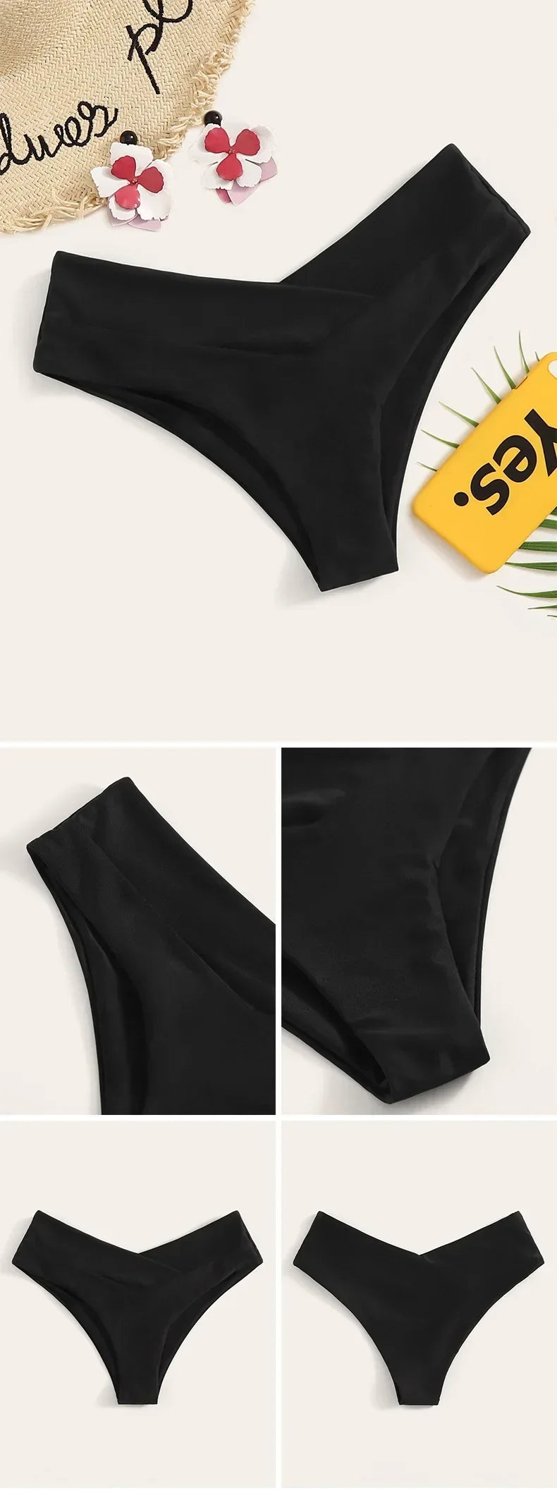 Sexy Brazilian Thong Bikini Bottom Women's Swimwear Briefs Classic Cut Swim Shorts Ladies Swimsuit V Cheeky High Waisted Bikini