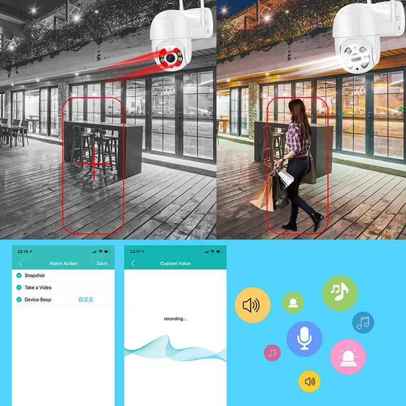 iCsee Outdoor Security Camera - 8MP 4K Wireless PTZ IP Cam with Color Night Vision & AI Auto Tracking, Home CCTV Surveillance