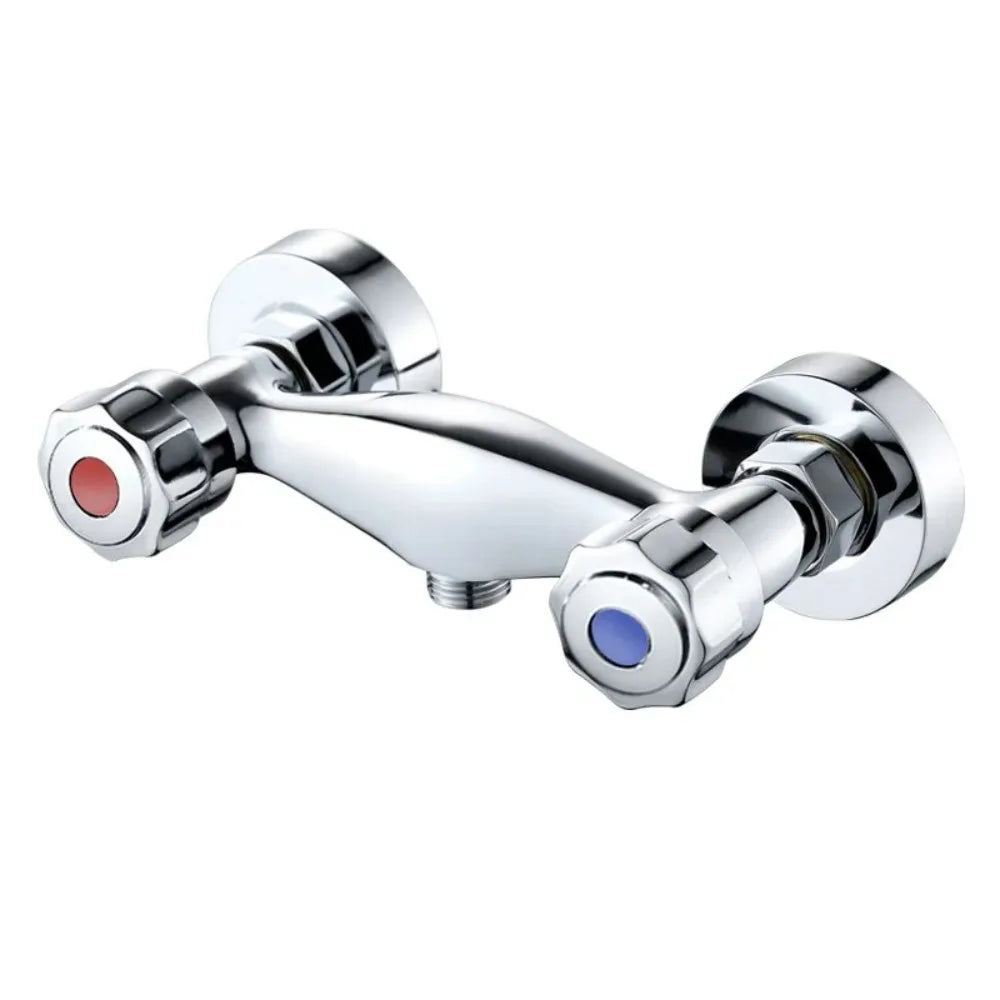 Modern Metal Out Water Inlet Valve Hot and Cold Double Control Double Shower Faucet Valve Wall Mounted Water Tap Mixing Valve