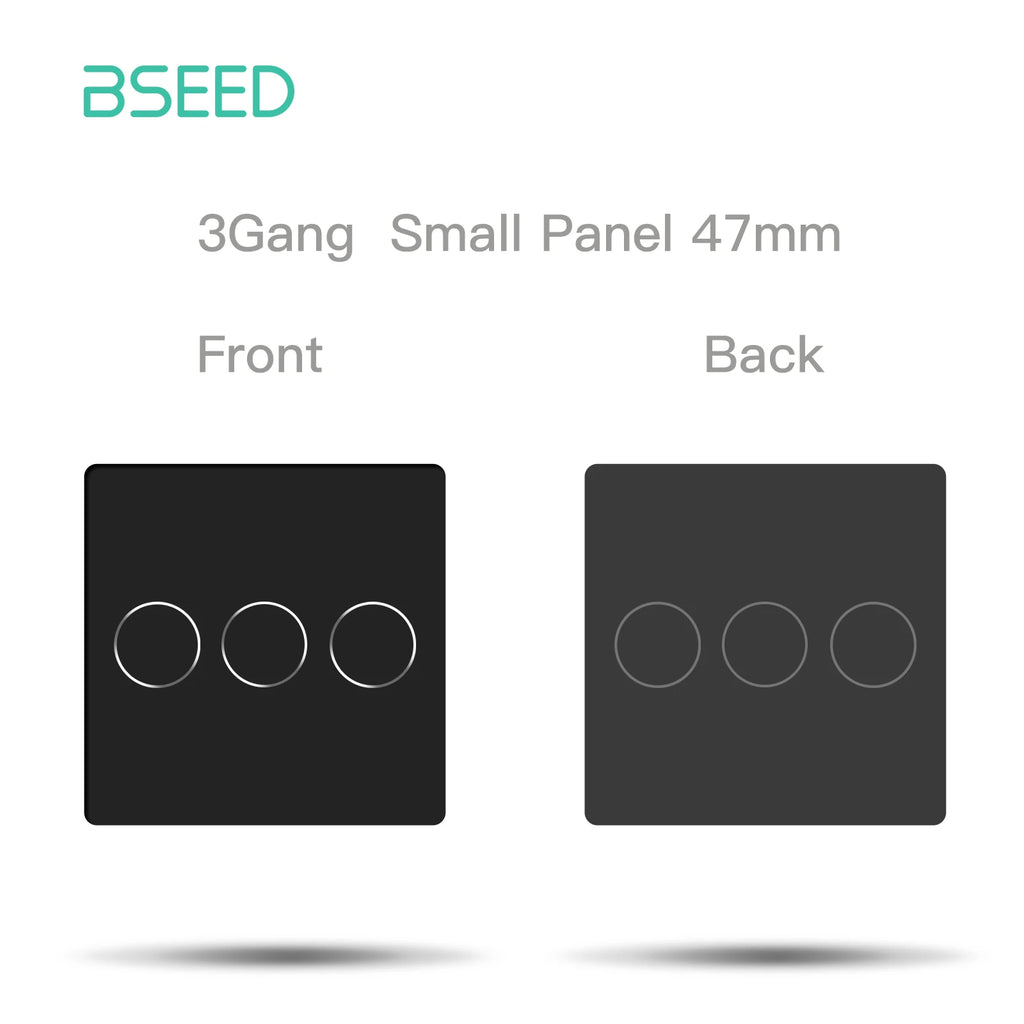 BSEED Wall Light Switches Small Glass Panel Parts 1/2/3Gang White Black Gold Touch Switches Crystal Parts 47mm