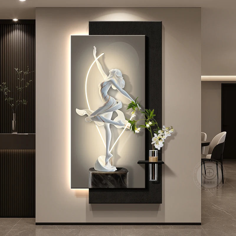 Modern light luxury entrance door, foyer decoration painting, high-end feeling, corridor corridor hanging painting, hydroponic g