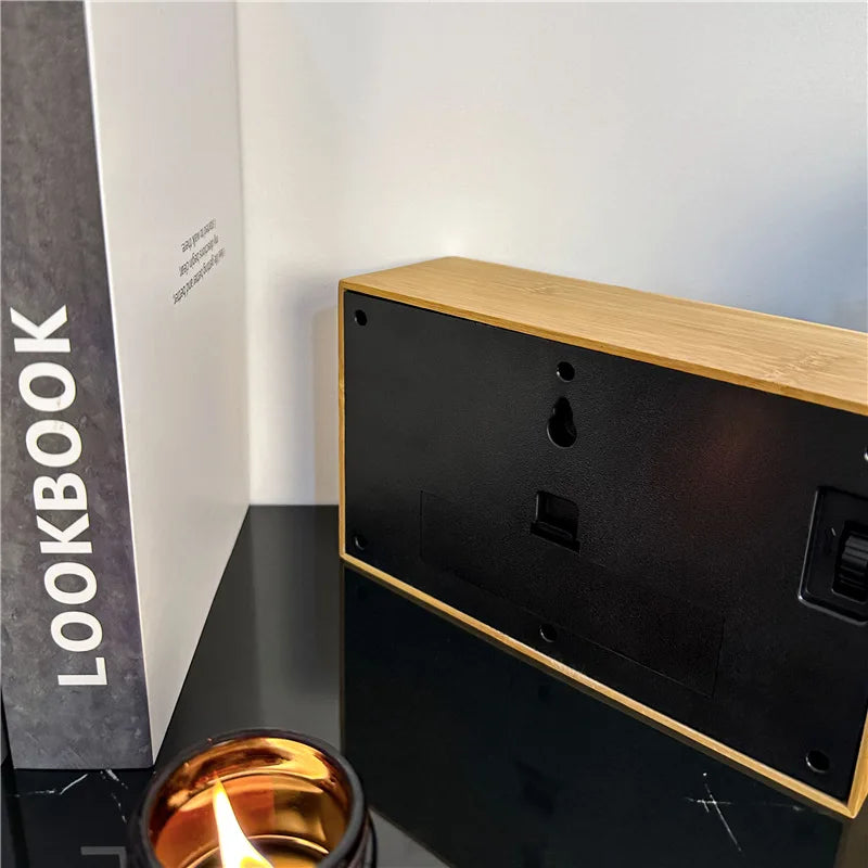 Table Clocks Aesthetic Mechanical Wooden Stylish Clocks Flip Page Digital Home Decor Table Bedside Clock Room Decorating Clock