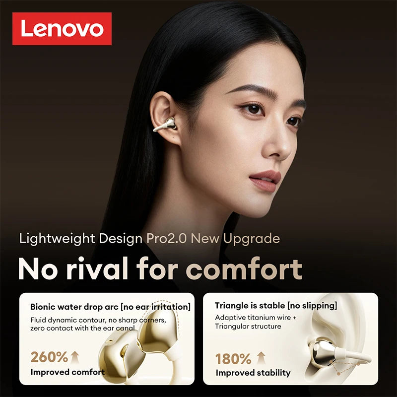 Lenovo RS106 OWS Ear Clip Bluetooth 6.0 Earphones Stereo Sound Sports Music Wireless Headphones Low Latency HD Call Earbuds New