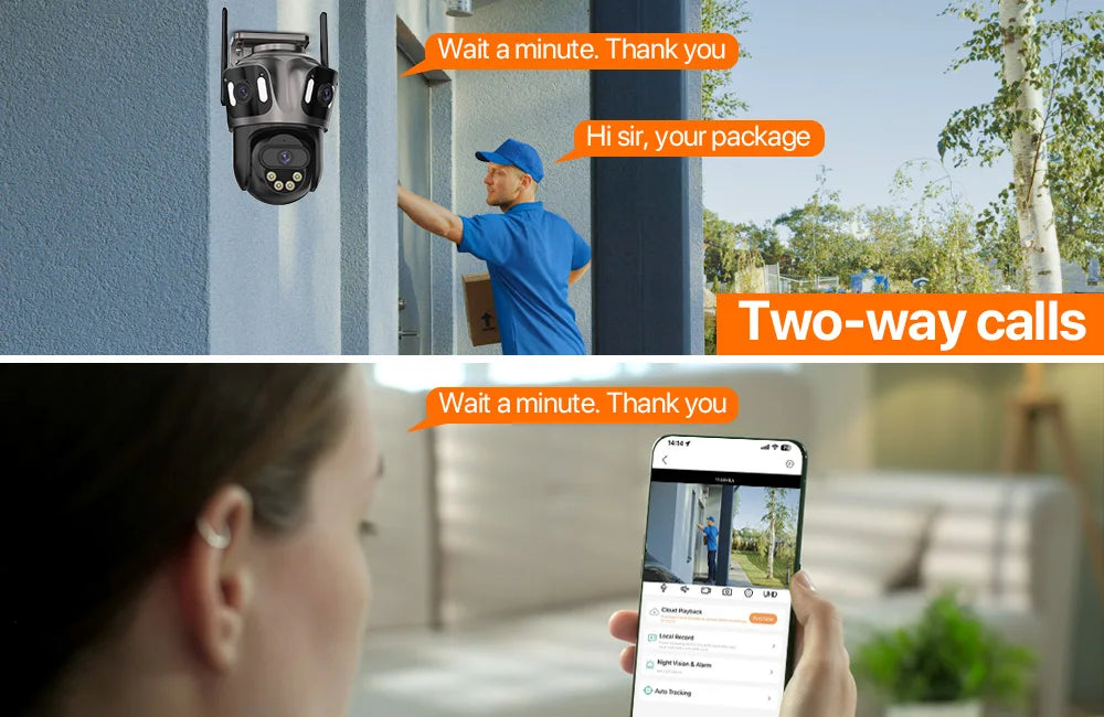 Three Screen WIFI IP Camera Outdoor 4K Dual Lens PTZ Camera AI Human Detection IP66 Waterproof CCTV Video Security Camera ICsee