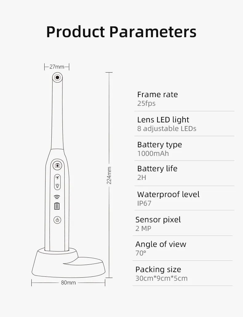 INSKAM Visual Mouth Camera WIFI Mouth Examination Camera IP67 Waterproof 1440P Endoscope Camera 2MP Image System Inspection Tool