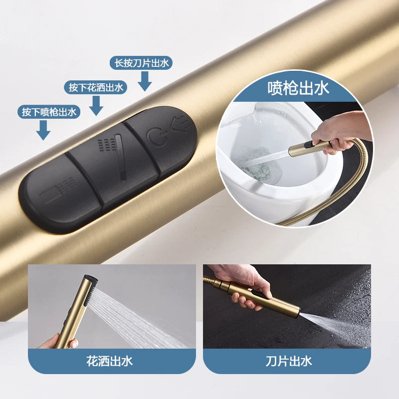 Brass Bidet Faucet 304Stainless Steel Portable Toilet Bidet Sprayer Set Toilet Faucet Hygienic Shower Hot Cold Water Shoer Head