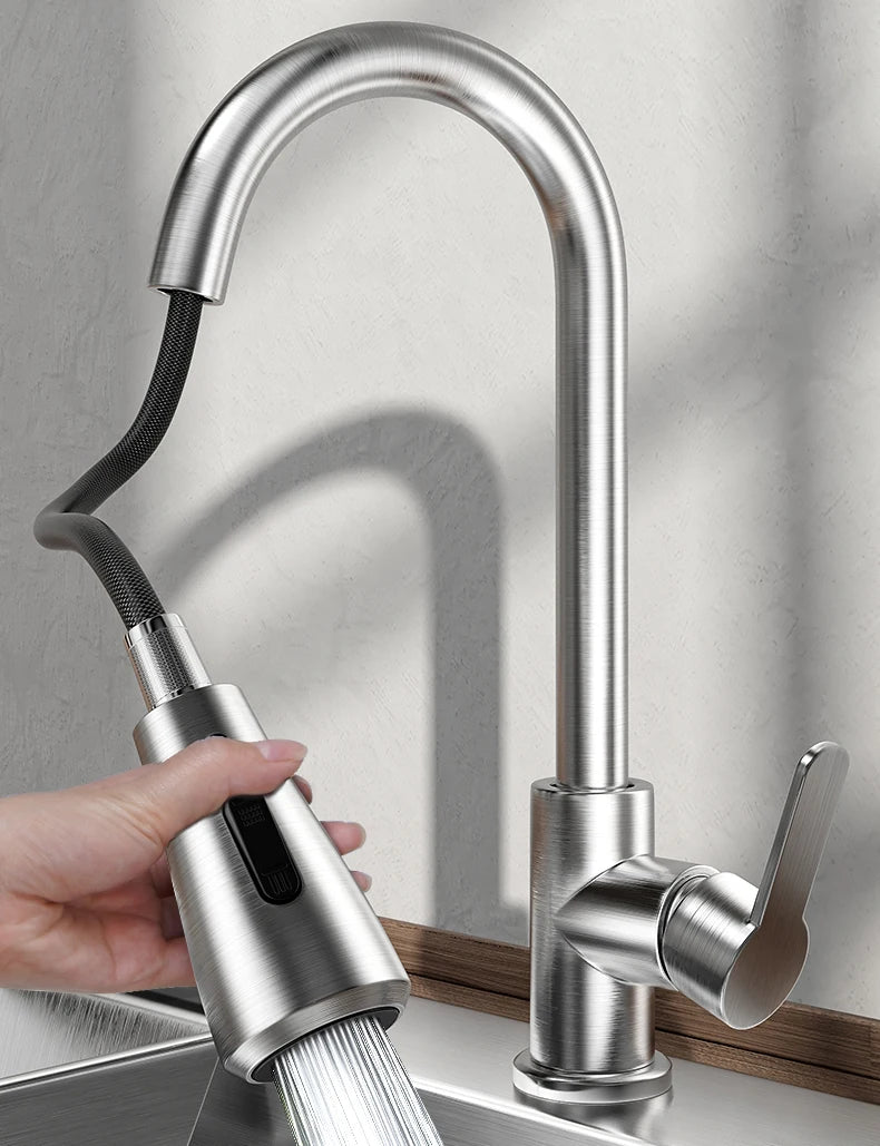 Pull kitchen faucet cold and hot water dual purpose splash proof faucet fast heating household wash basin faucet
