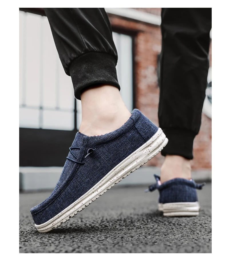 Men Shoes Casual Canvas Loafers Shoes Light Breathable Flats Leisure Male Vulcanized Shoes Walking Sneakers Plus Size 39-46