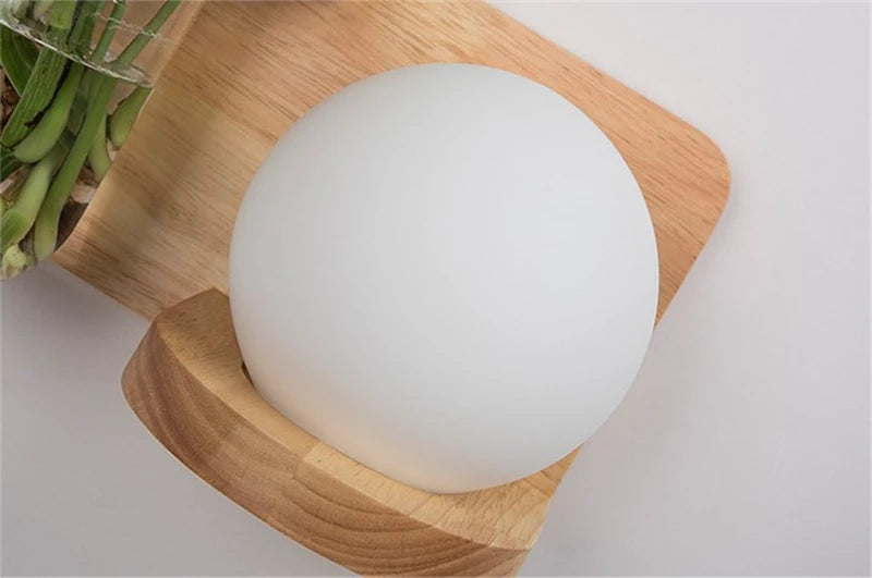 Modern Wooden Lamp Led Wall Lamps Nordic Personality Creative Green Plant Pot Home Decor Living Room Aisle Loft Light Fixtures