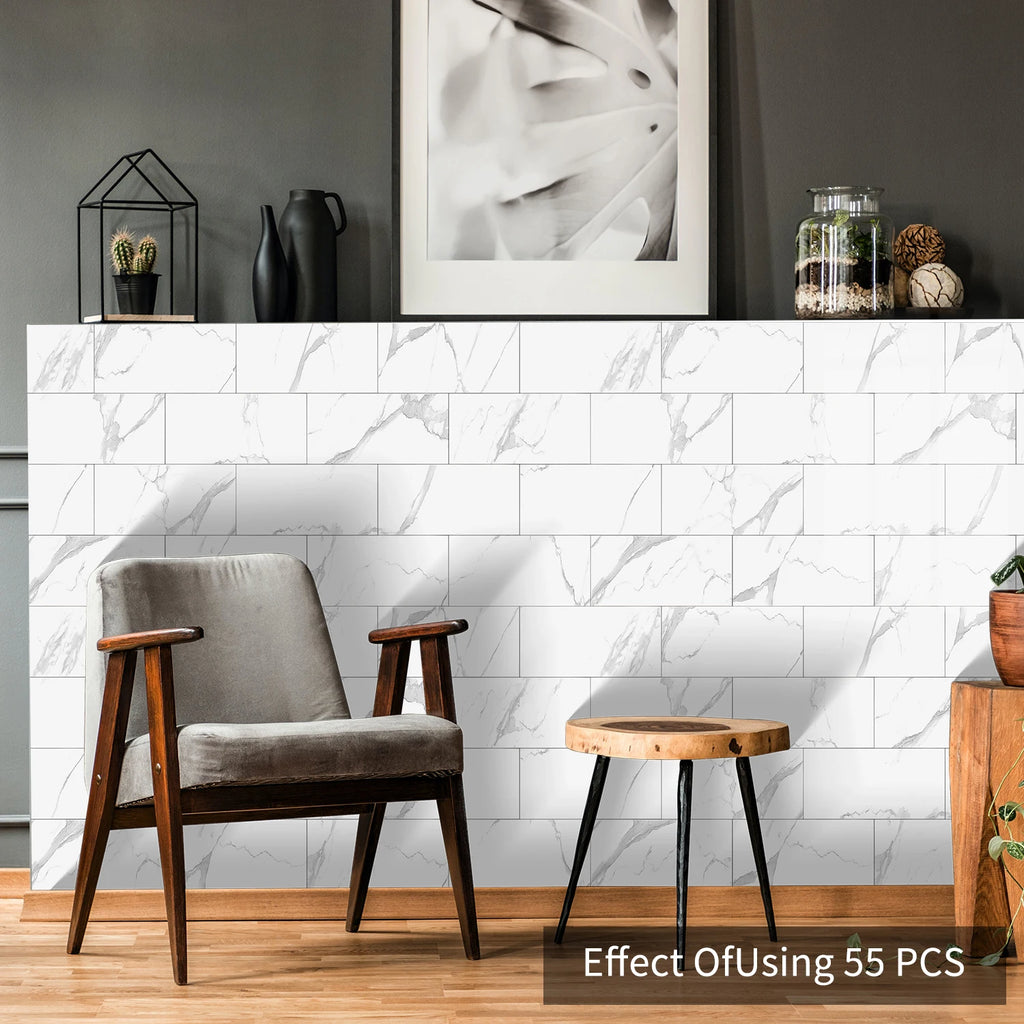 Marble Pattern Wall Sticker, 16/32/64pcs Peel & StickWall Decal, Waterproof Decorative Sticker For Home