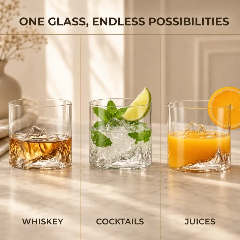 Guanshan Whiskey Glass Glass Glacier Mountain Cup Suitable for Drinking Whiskey Cognac Cocktail Ice Glass