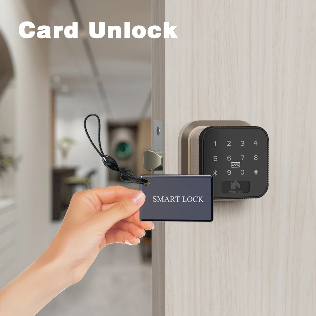 WINFREE Smart Lock Fingerprint Door Lock Passcode Card Key TTLock Bluetooth Keyless Entry for Home Office
