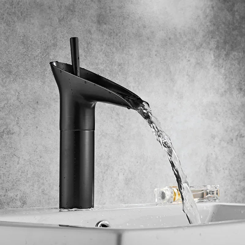 Excellent Single Lever Waterfall Basin Faucet Bathroom Faucet Brass Antique Hot and Cold bathroom Sink Mixer Wine Glass Style Ta
