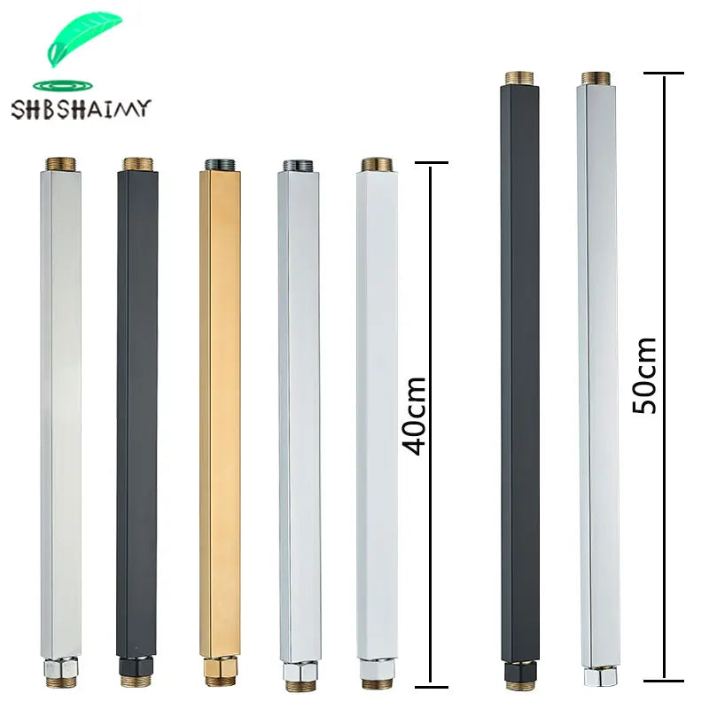 30/40cm Square Round Extension Tube For Bathroom Shower Faucet Black General Interface Extension Tubes Extend Pipe