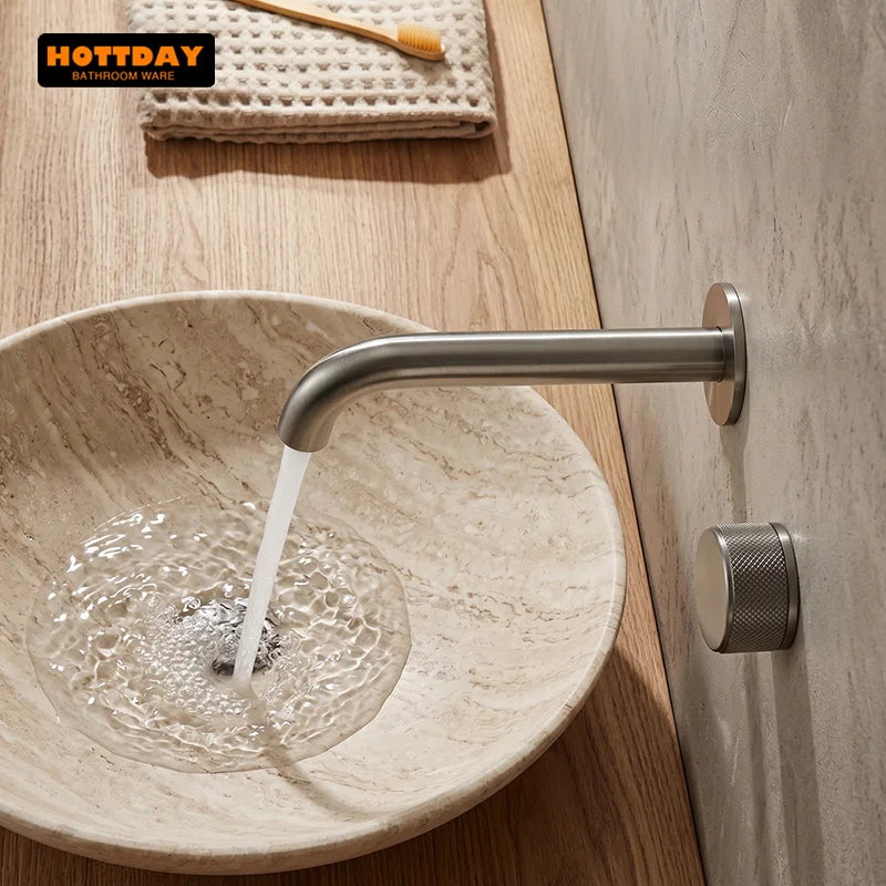 Wash Mixer Hot And Cold Water Wall Mounted Bathroom Basin Faucet Sink Tap Spout Bath Single Handle Ceramic Cartridge Crane