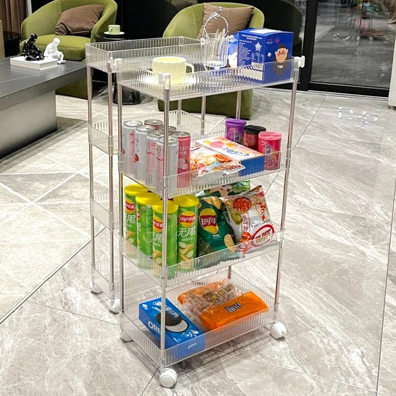 Mobile Storage Rack Trolley Organizer With Wheels Acrylic Narrow Slit Storage Cabinet Bathroom Home Multi-layer Organizer