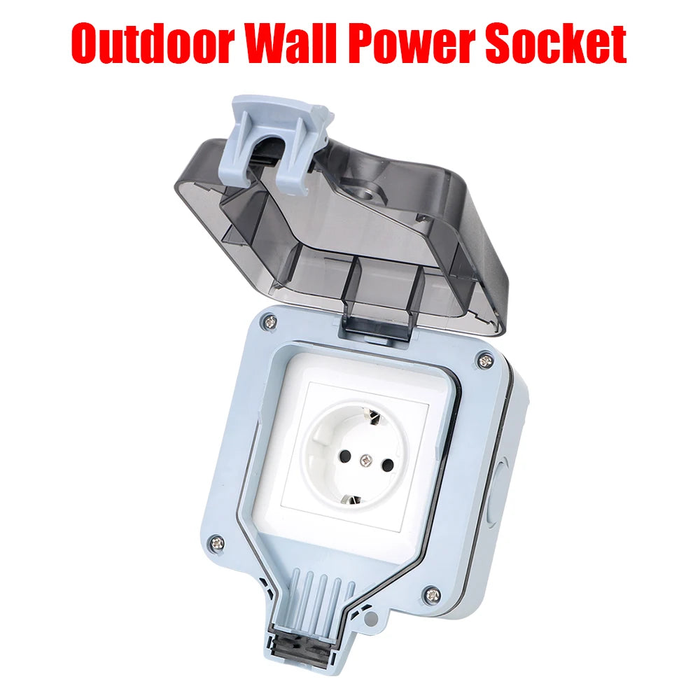 Double EU Socket Power Supply Switch Socket 16A Outdoor Wall Power Socket With USB Charging for Home& Garden IP66 Weatherproof