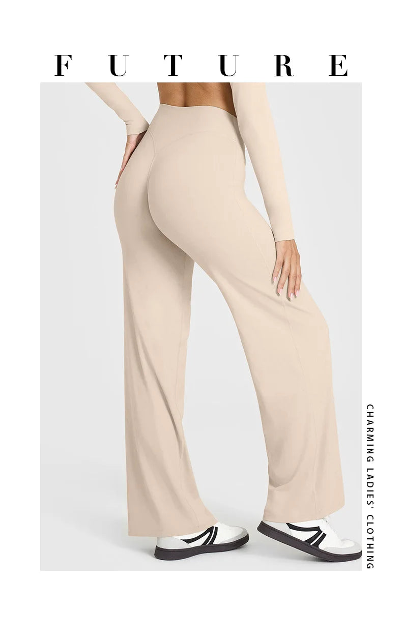 Straight Leg Yoga Pants Soft Butter Fabric Women Clothes Middle Waist Gym Pants Leggings Fitness Pilates Running Sports Trousers