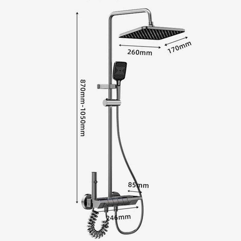 Multifunctional Aluminum Shower Set Household Hot and Cold Water Digital Display Pressurized Shower System Set Bathtub Faucet