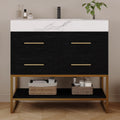 36" Bathroom Vanity with Sintered Stone Countertop – 1 Flip-Up Drawer + 2 Soft-Close Drawers + Open Shelf, Multi-Layer, Custom