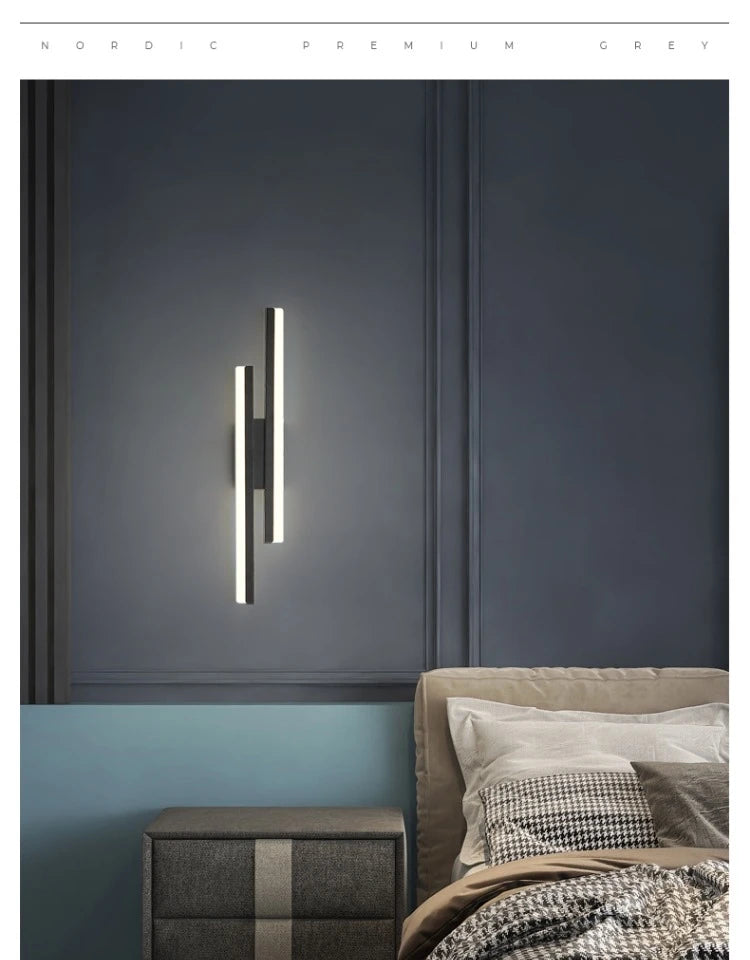 Modern Minimalist LED Wall Lamp Double Vertical Bar Frosted Acrylic Sconce Light for Living Room Sofa Background Bedroom Headboa
